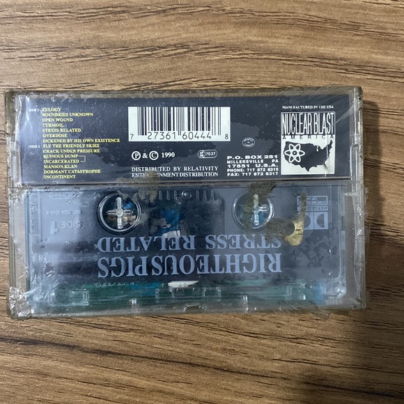 RIGHTEOUS PIGS - Stress Related 1990 Cassette (Collectible) Nuclear Blast - Picture 2 of 6